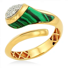 Кольцо из золота с бриллиантами и малахитом