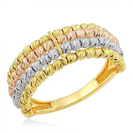 Кольцо с шариками из комбинированного золота (18.0)