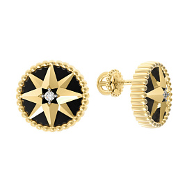 Серьги из желтого золота с фианитами 1,3 ct