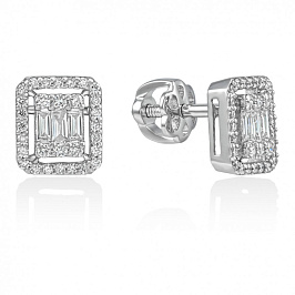 Золотые серьги винтовые с бриллиантами