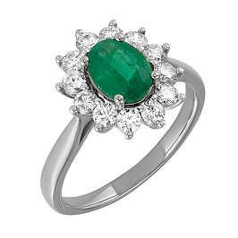 Кольцо из белого золота с изумрудом 1,18 ct