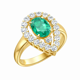 Кольцо из желтого золота с изумрудом 1 ct