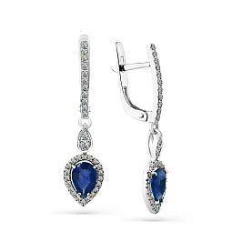 Серьги из белого золота с сапфирами 1,48 ct
