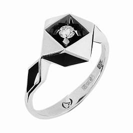 Кольцо из белого золота с бриллиантом 0,13 ct