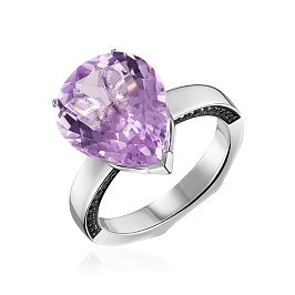 Кольцо из белого золота с аметистом 7,24 ct