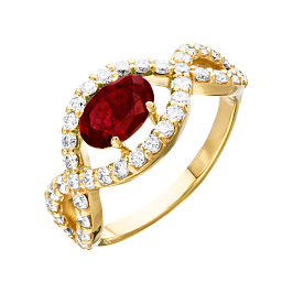 Кольцо из желтого золота с рубином 0,97 ct