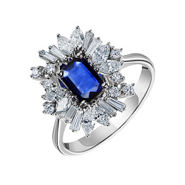 Кольцо из белого золота с сапфиром 1,04 ct