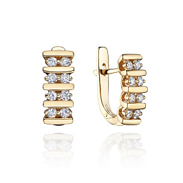 Серьги из желтого золота с бриллиантами