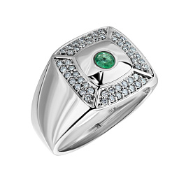 Кольцо из белого золота с изумрудом 0,24 ct