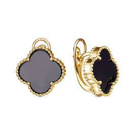 Серьги из желтого золота с ониксами 6,588 ct