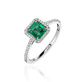 Кольцо из белого золота с изумрудом 1,01 ct