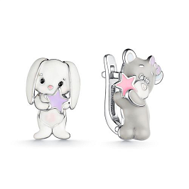 Серьги из белого серебра