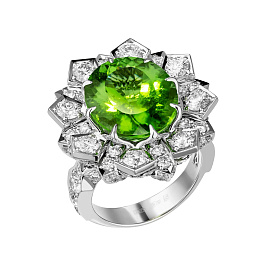 Кольцо из белого золота с турмалином 11,15 ct