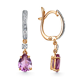 Серьги из желтого золота с аметистами 1,95 ct
