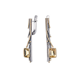 Серьги из серебра с цитрином