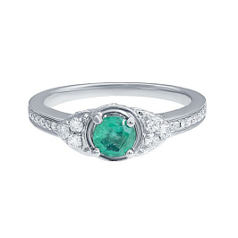 Кольцо из белого золота с изумрудом 0,4 ct