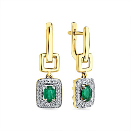 Серьги из желтого золота с изумрудами 1,455 ct