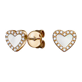 Серьги из желтого золота с перламутром