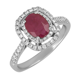 Кольцо из белого золота с рубином 1,7 ct