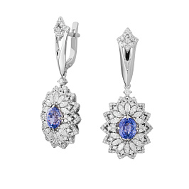 Серьги из белого золота с сапфирами 2,99 ct