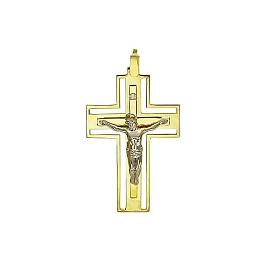 Крест из желтого золота с бриллиантом 0,01 ct