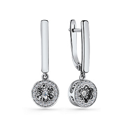 Серьги из белого золота с бриллиантами 0,05 ct