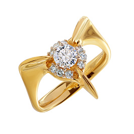 Кольцо из желтого золота с бриллиантами 0,37 ct