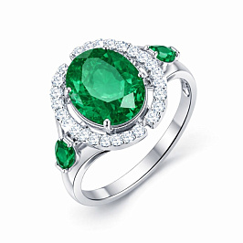 Кольцо из белого золота с изумрудами 3,283 ct