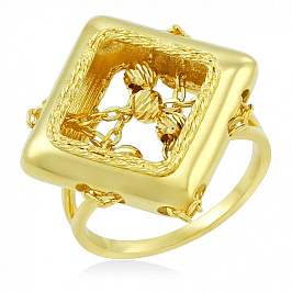 Эксклюзивное кольцо из желтого золота с шариками