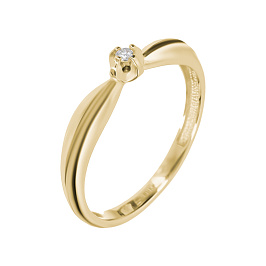 Кольцо из розового золота с бриллиантом 0,032 ct