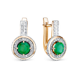 Серьги из желтого золота с изумрудами 1,39 ct