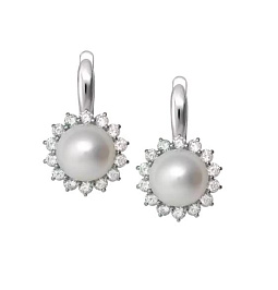 Серьги из белого золота с жемчугом 18,7 ct
