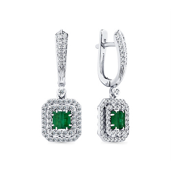 Серьги из белого золота с изумрудами 0,753 ct