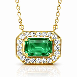Колье из желтого золота с изумрудом 0,95 ct