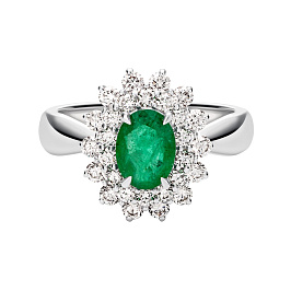 Кольцо из белого золота с изумрудом 1,04 ct