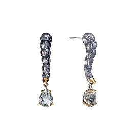 Серьги из серебра с празиолитом