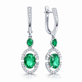 Серьги из белого золота с изумрудами 3,431 ct