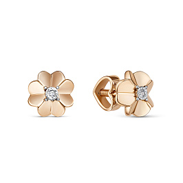 Серьги из розового золота с бриллиантами 0,01 ct