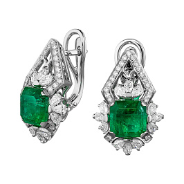 Серьги из белого золота с изумрудами 5,98 ct