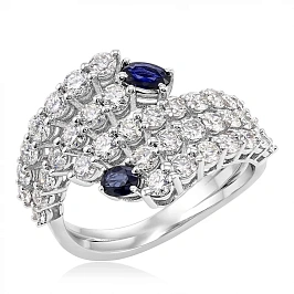 Кольцо из золота с бриллиантами и сапфирами