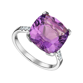 Кольцо из белого золота с аметистом 6,9 ct