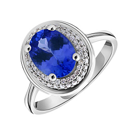Кольцо из белого золота с танзанитом 1,77 ct