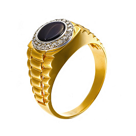 Кольцо из желтого золота с ониксом 2,1 ct