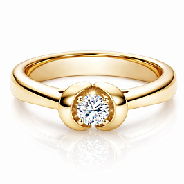 Кольцо из желтого золота с бриллиантом 0,16 ct