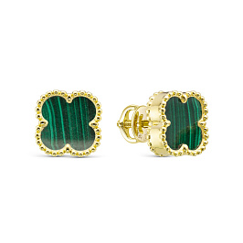 Серьги из желтого золота с малахитом 4,994 ct