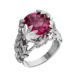 Кольцо из белого золота с турмалином 9,01 ct