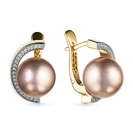 Серьги из желтого золота с жемчугом