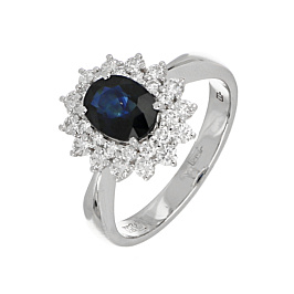 Кольцо из белого золота с сапфиром 1,78 ct