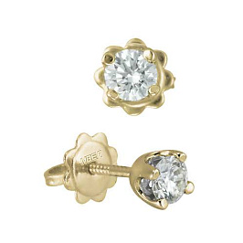 Серьги из желтого золота с бриллиантами 1,023 ct