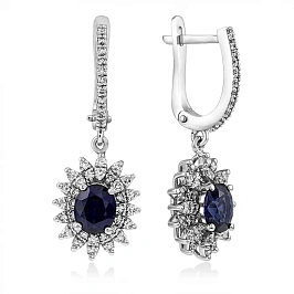 Серьги с бриллиантами и сапфирами
